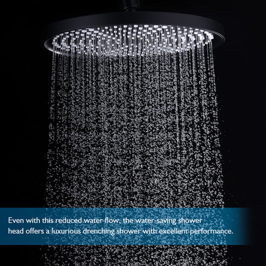 Decaura 10" Rain Shower Head and Brass Gooseneck Shower Arm Set Round Black