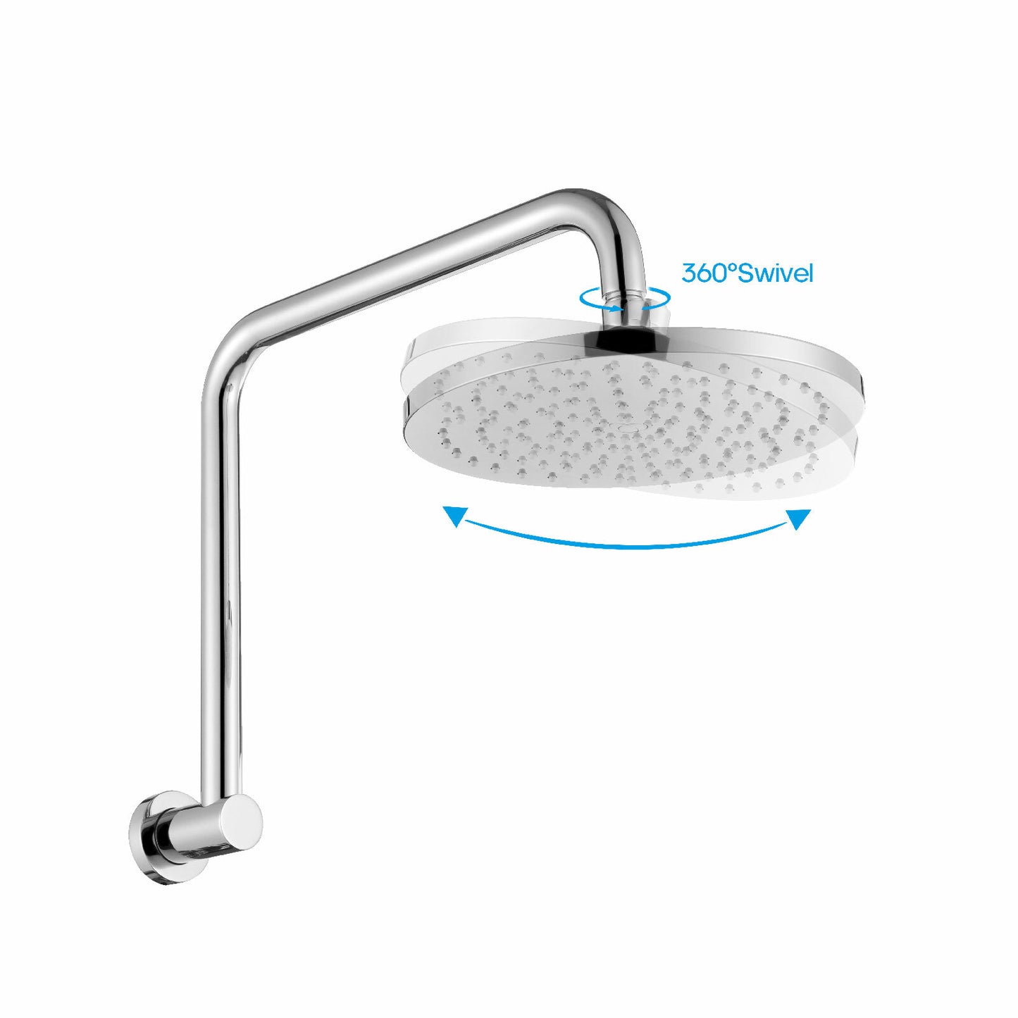 Decaura Rain Shower Head with Gooseneck Shower Arm Round Chrome Shower Mixer Tap