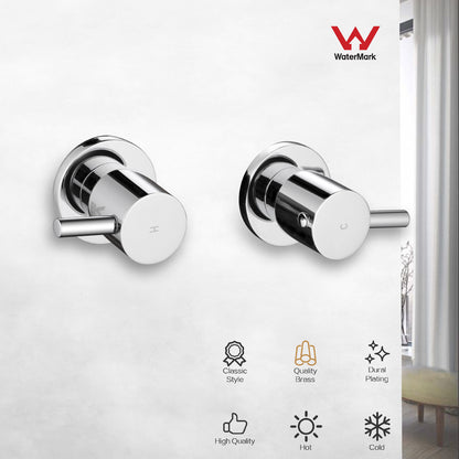 Decaura Brass Shower Taps 1/4 Turn Hot Cold Twin Mixer Tap Chrome/Black/Gold