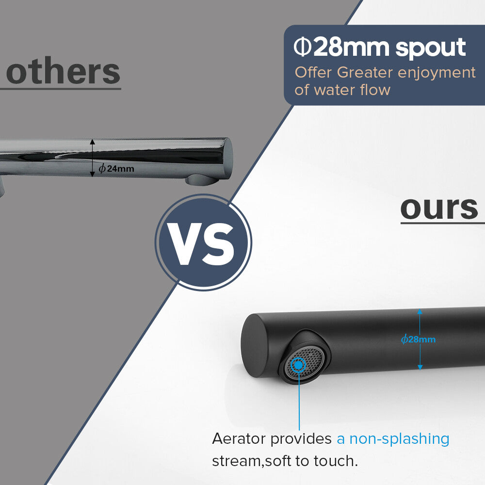 Decaura Swivel Bath Spout and Shower Taps Set Bathtub Wall Mount Chrome/Black