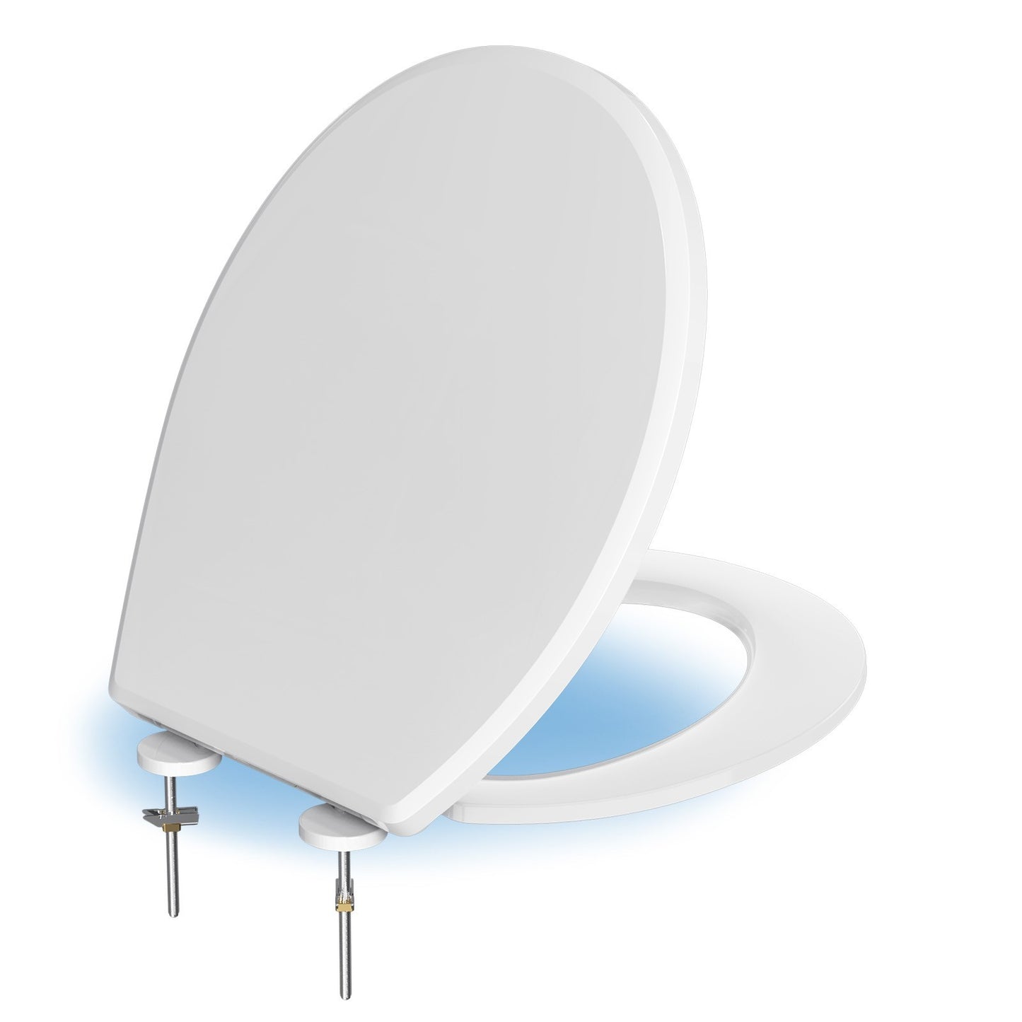 AQUATIZ Night Light Round Toilet Seat with Sound-Activated Sensing Light