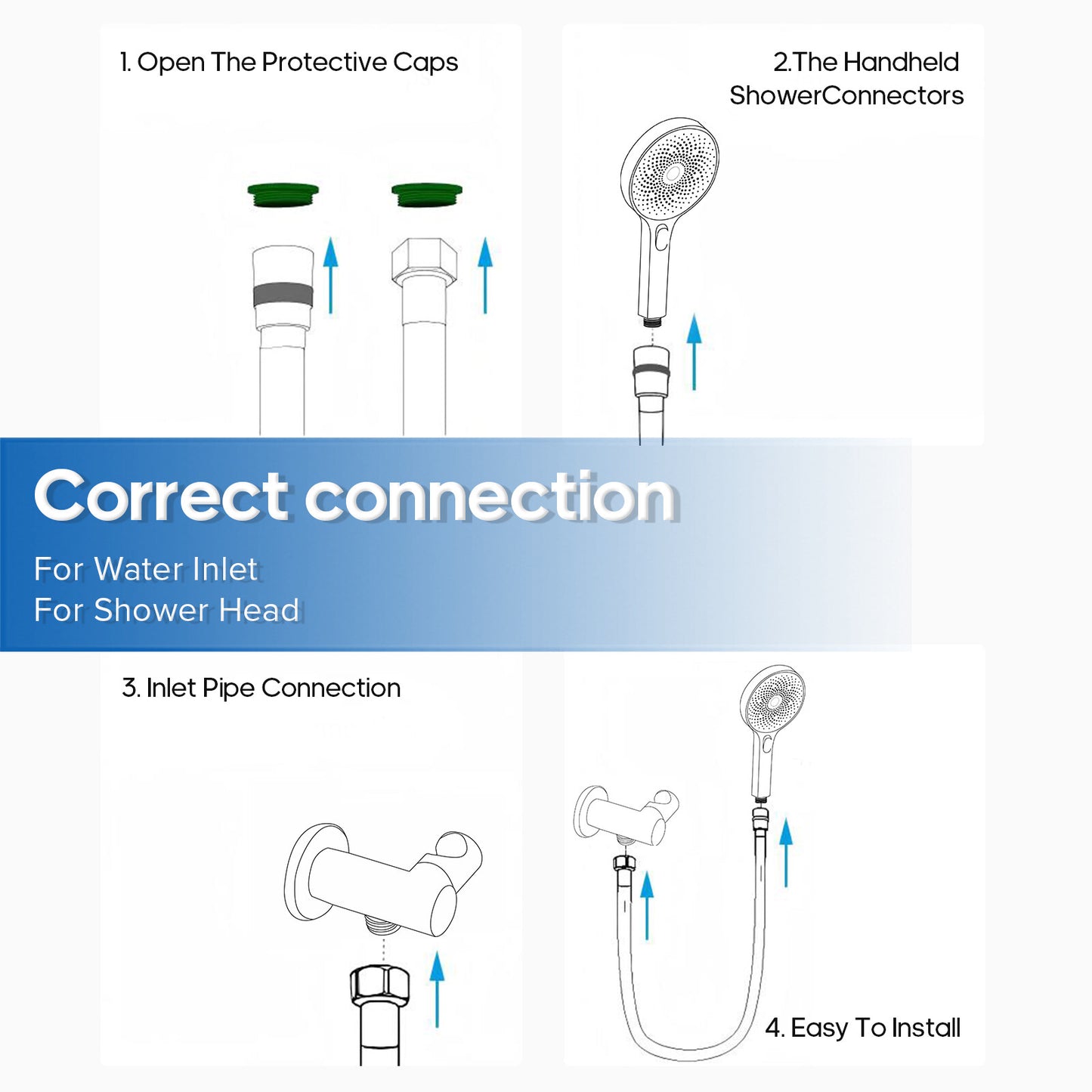 Brushed Gold Flexible Shower Hose 150cm 304 Stainless Steel for Hand Held Shower