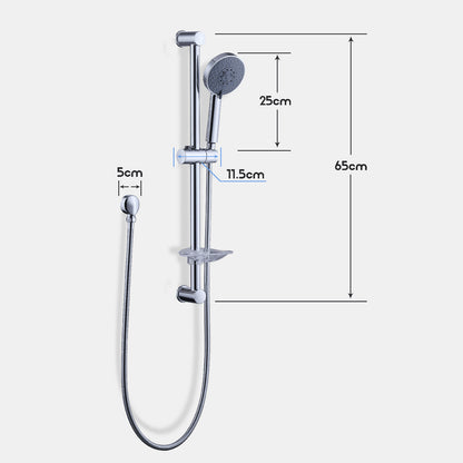 Decaura Hand Held Shower Head on Sliding Rail with Soap Holder Chrome Bathroom