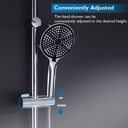 WELS 10 Inch Rain Shower Head Set Gooseneck Round Shower Mixer Tap Cross Handle