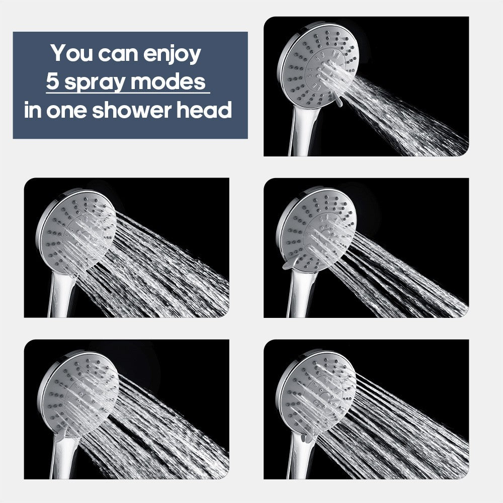 Decaura Hand Held Shower Head 5-Mode Sprayer with 1.5m flexible Shower Hose