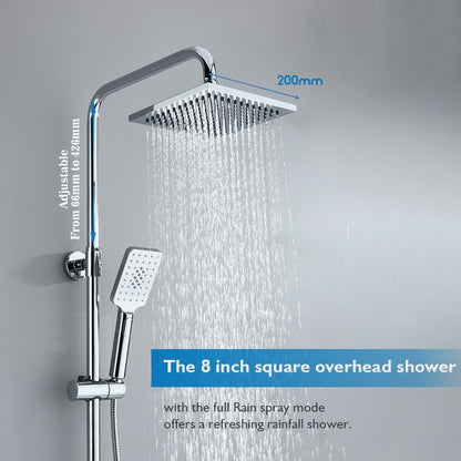 Decaura Dual Shower Head Set 8" Rain Shower Square free Water Inlet Chrome