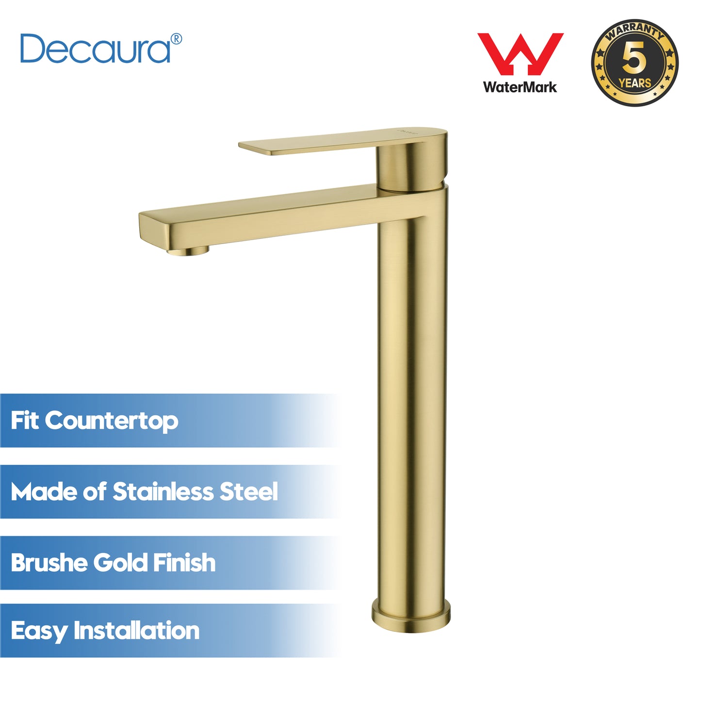 Decaura Bathroom Basin Sink Vanity Mixer Tap Black Chrome Brushed Gold