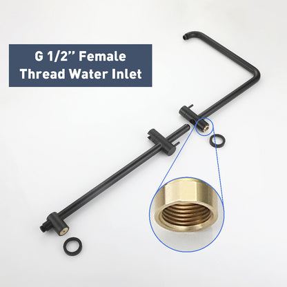 Decaura Shower Head Set Gooseneck Arm Brushed Gold/Black/Chrome Wall Tapware