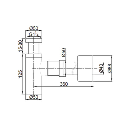 Watermark Bottle Trap P-Trap Bathroom Basin Vanity Sink Chrome 40mm