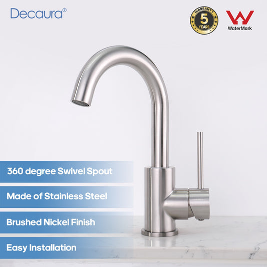 Decaura Bathroom Basin Vanity Mixer Tap Brushed Nickel/Chrome/Black/Brushed Gold