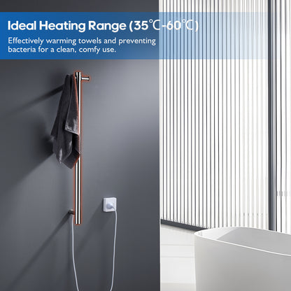 Decaura Wall Mounted Heated Towel Rail Vertical Chrome 304 Stainless Steel Round