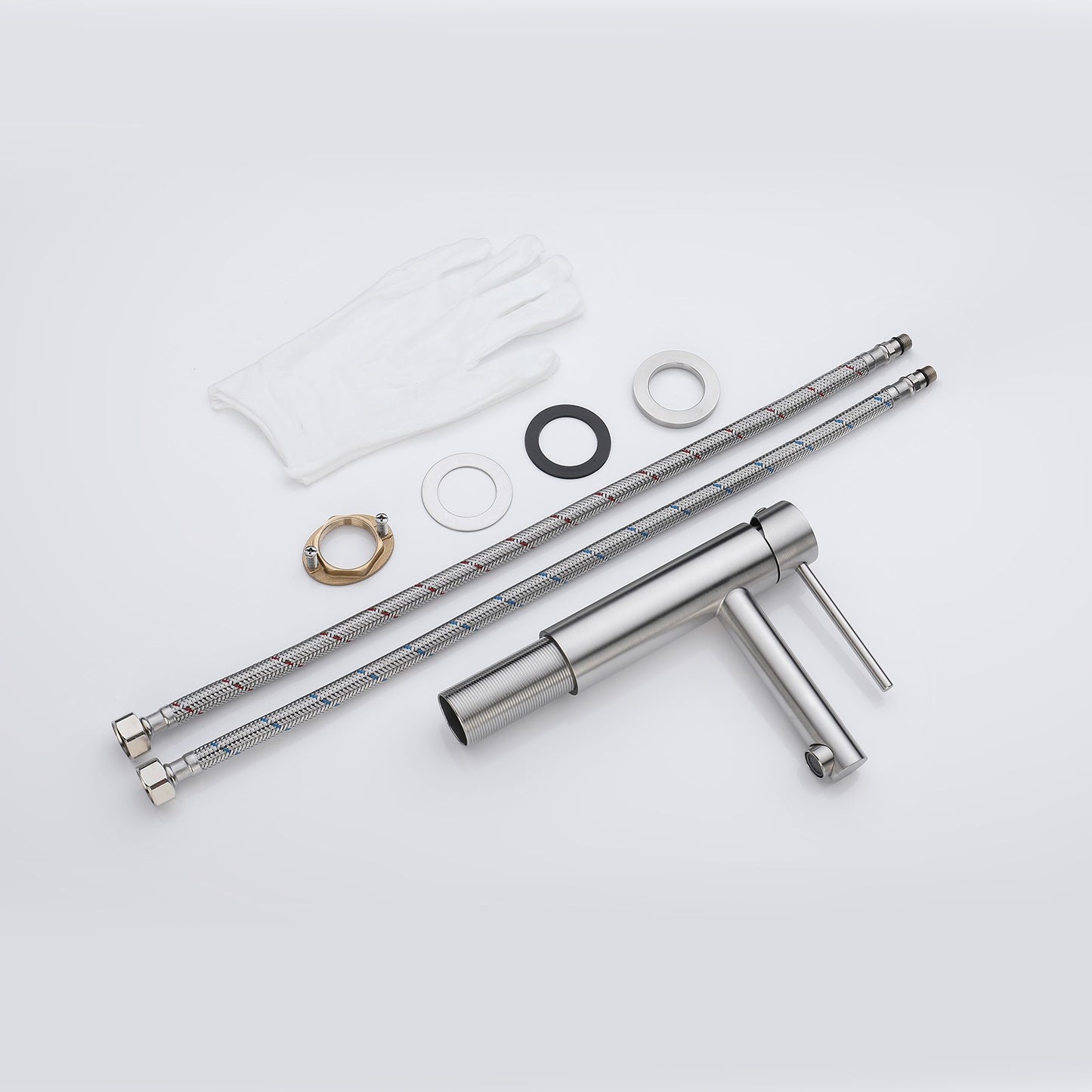 Decaura small Bathroom Basin Mixer Tap Round Taps Brushed Nickel Vanity Faucet