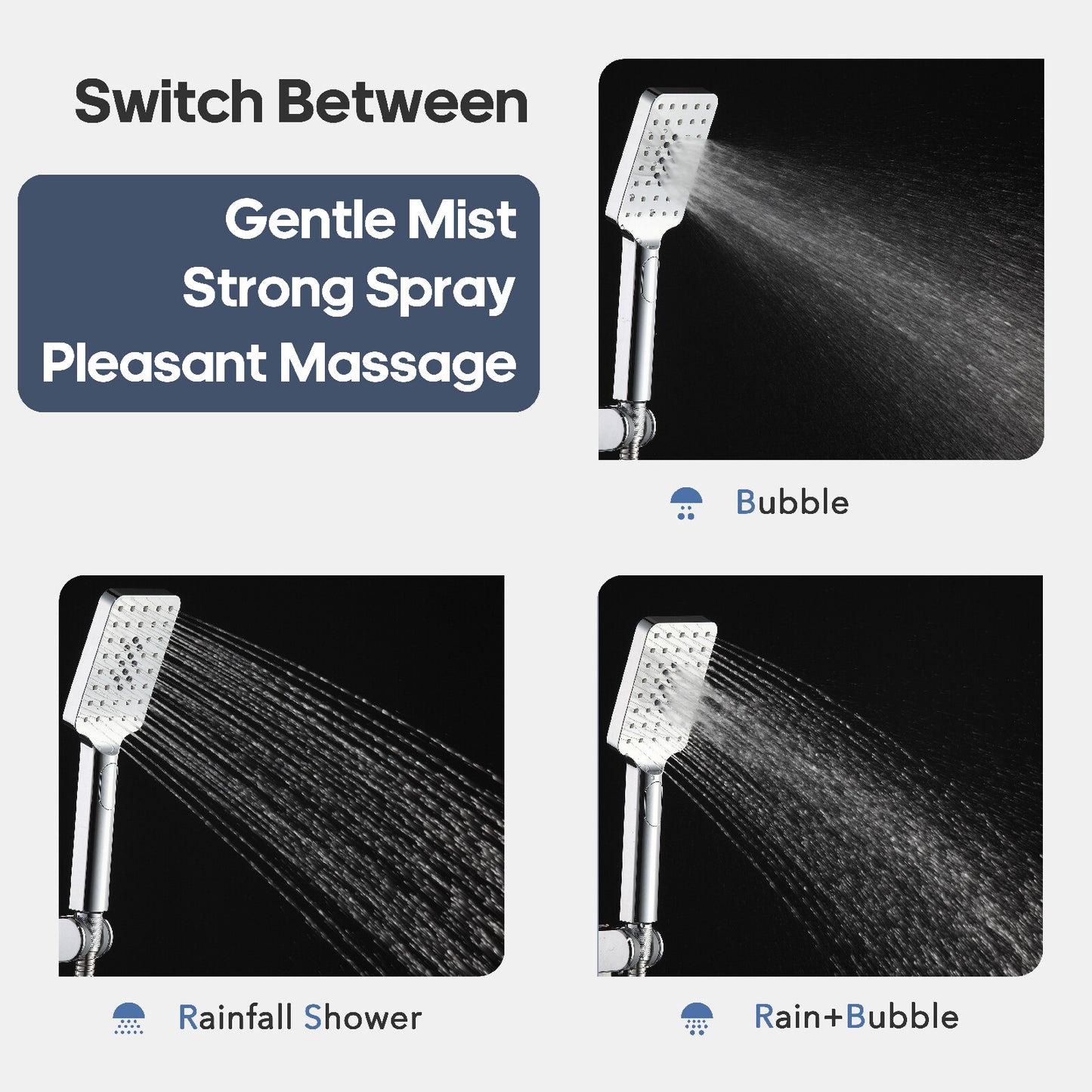 Decaura Shower Head Set square chrome 20cm rain shower head gooseneck shower arm