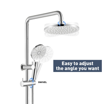 Decaura 9" Rain Shower Head Set Chrome 3-Mode Hand Gooseneck Arm Shower Taps