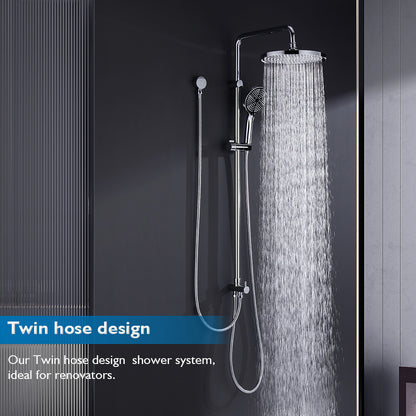 Decaura 10" Rain Shower Head Set Chrome Round Gooseneck Shower Arm Wall Tapware