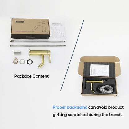 Decaura Bathroom Basin Mixer Tap Brushed Gold Vanity Tapware Gooseneck Spout