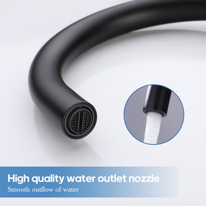 Decaura Black Basin Tap Set Cross Handle 1/4 Turn Swivel Spout Bathroom Vanity