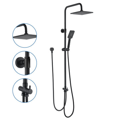 Decaura Square Shower Head Set  Black/Chrome Separate Water Inlet Wall Tapware