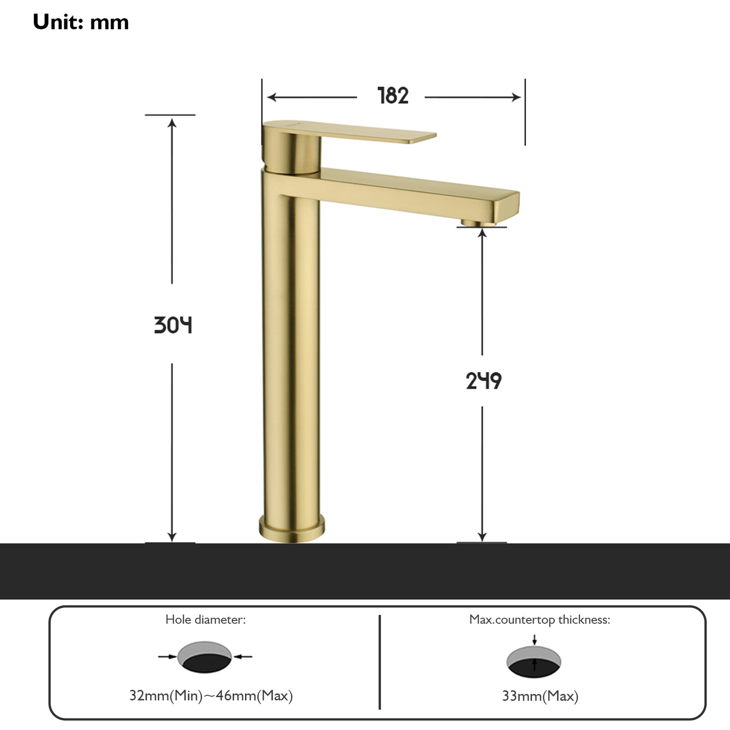 Decaura Bathroom Basin Sink Vanity Mixer Tap Black Chrome Brushed Gold