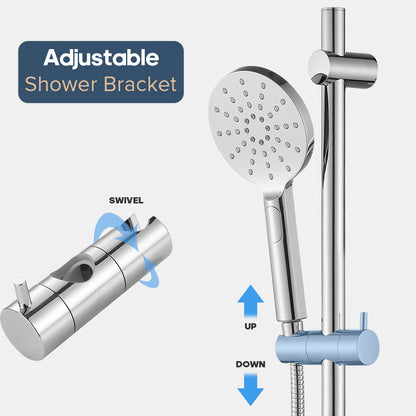 Decaura Hand Held Shower Head on Rail Sliding Bar Wall Mount 3-Mode Spray