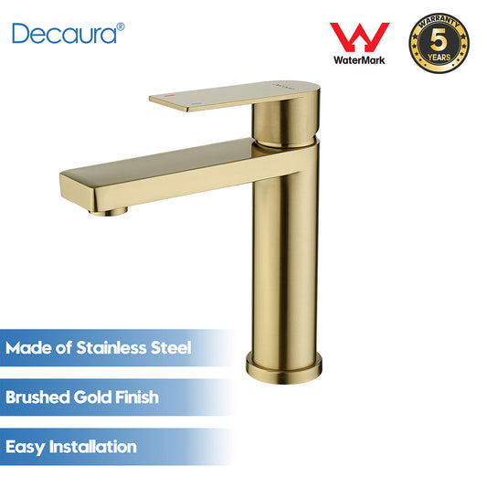 Decaura Bathroom Basin Mixer Tap Brushed Gold Vanity Taps Basin Taps
