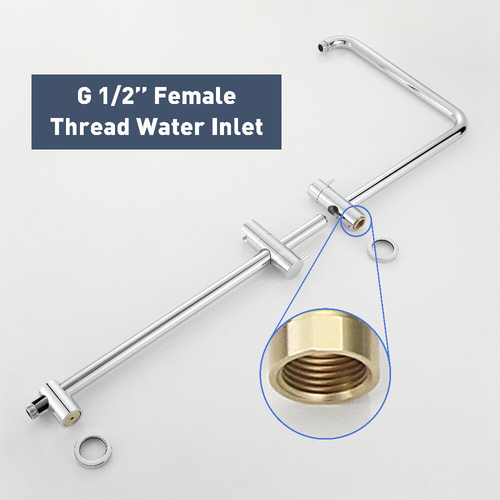 Decaura Shower Head Set Gooseneck Arm Brushed Gold/Black/Chrome Wall Tapware