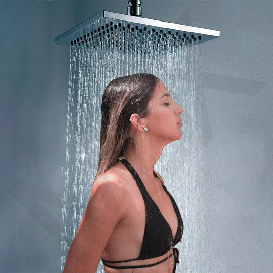 WELS 8" Rain Shower Head Square Chrome Overhead Rainfall Bathroom Adjustable