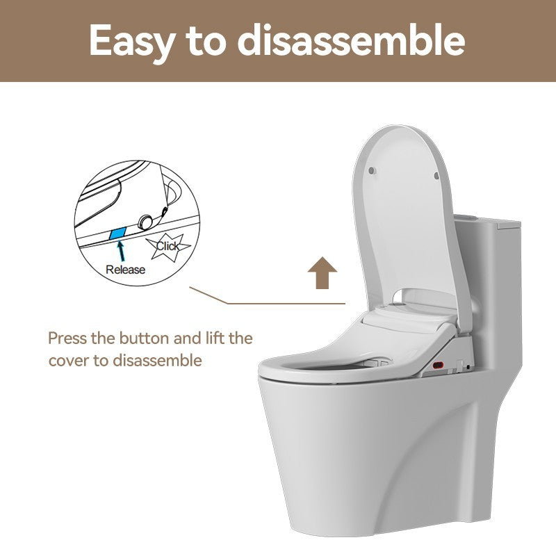 AQUATIZ D-Shaped Smart Bidet Seat, Auto Open/Close Lid, Oscillating Wash