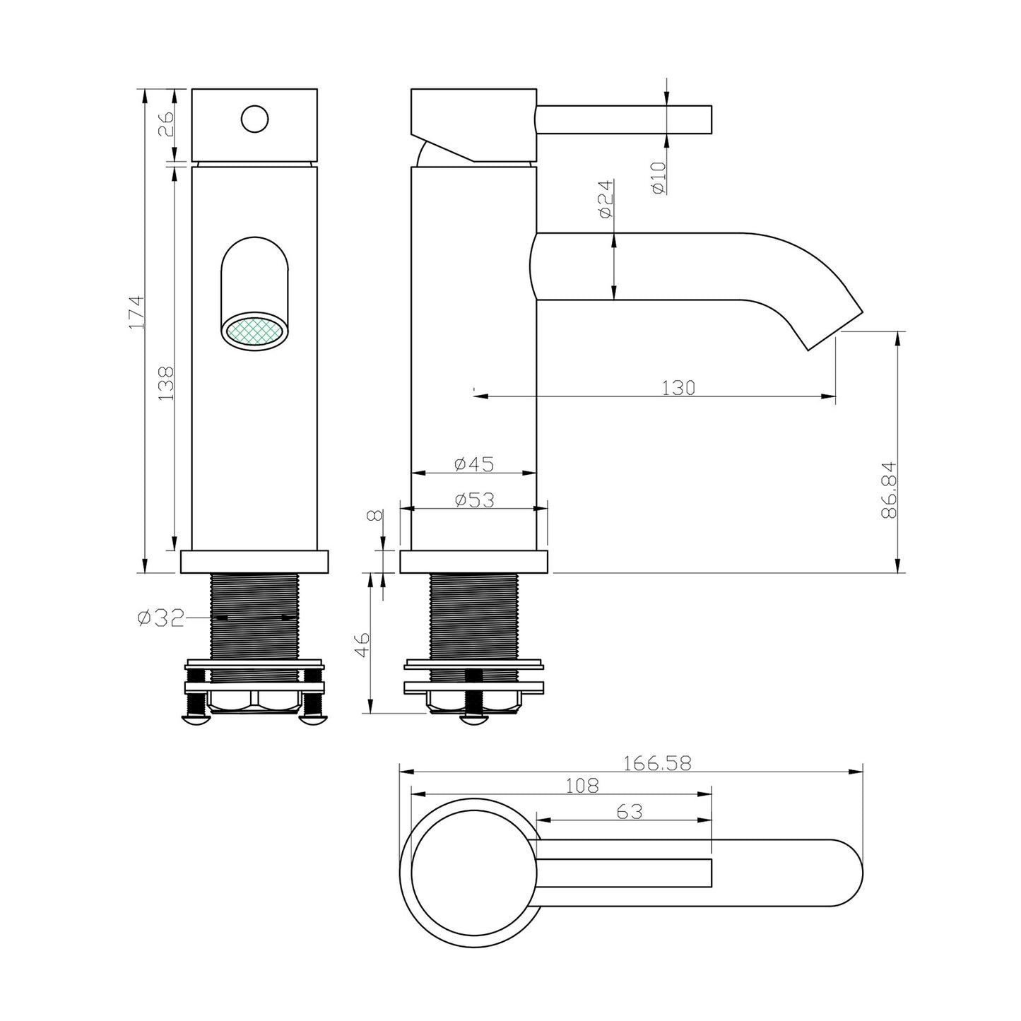 Decaura Bathroom Basin Mixer Tap Vanity Faucet Single Handle Tapware Tall/Small