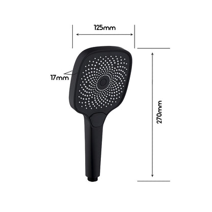 Decaura luxury Hand Held Shower Head 130mm Black/Chrome Bathroom 3 Mode Spray