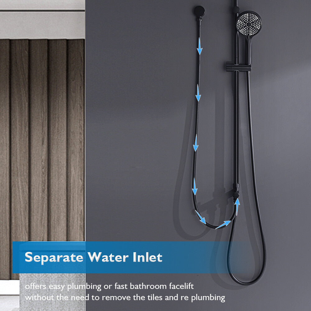 WELS 10 Inch Rain Shower Head Set Gooseneck Round Shower Mixer Tap Cross Handle