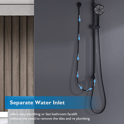 WELS 10 Inch Rain Shower Head Set Gooseneck Round Shower Mixer Tap Cross Handle