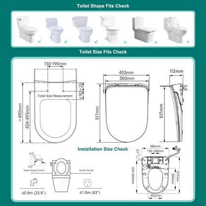 AQUATIZ D-Shape Smart Heated Bidet Toilet Seat AQ1101