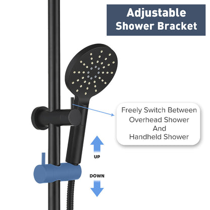 Decaura Shower Head Set Black 9" Rainfall Round Bathroom Wall Mount Mixer Taps