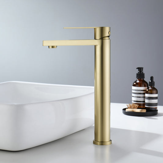 Decaura Bathroom Basin Mixer Tap Brushed Gold Tall Vanity Faucet 304mm high