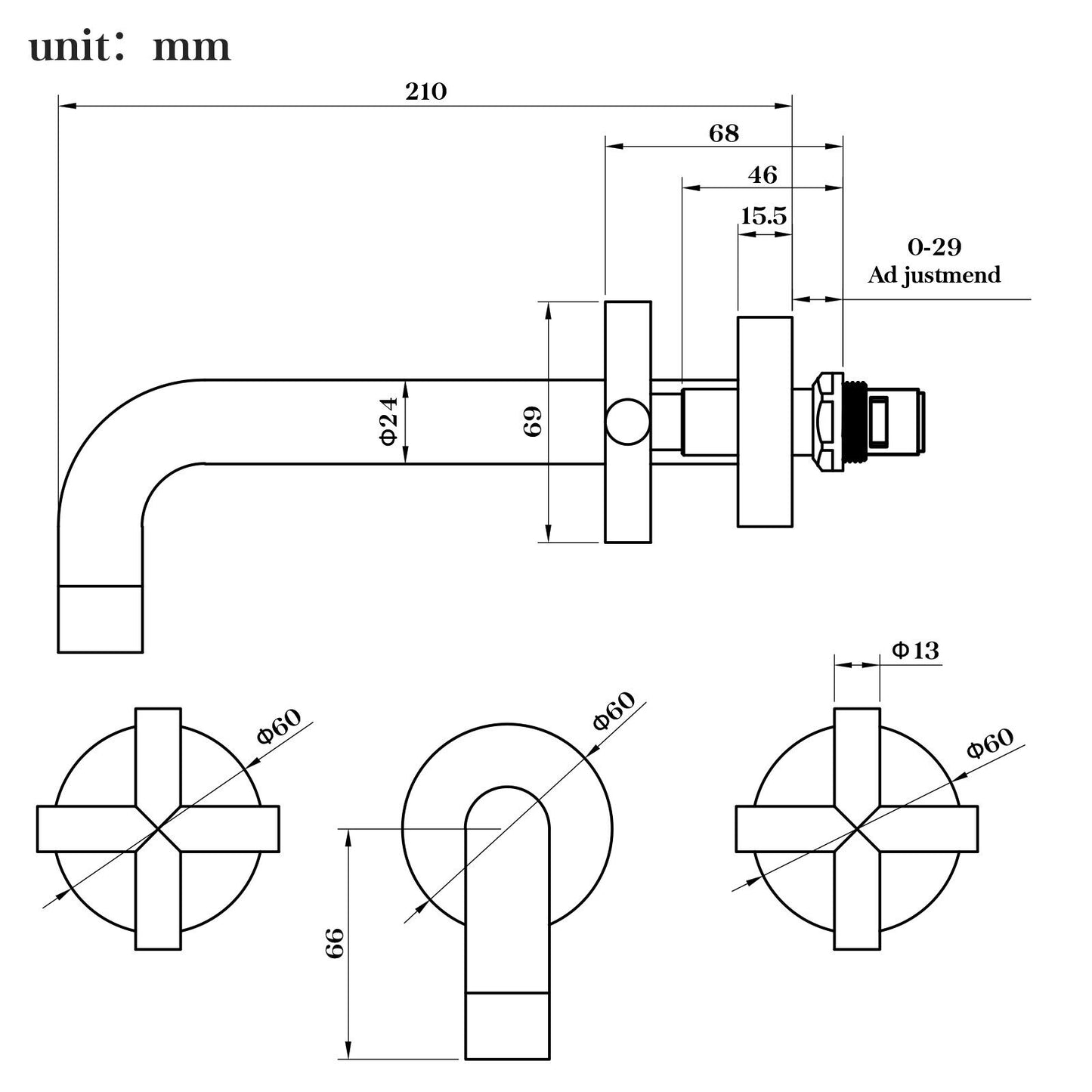 Decaura Bath Spout Wall Water Spout Basin Shower Mixer Taps Tapware Set Bathroom