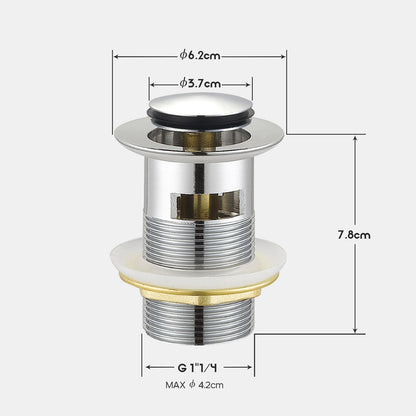 Decaura Pop Up Waste with Overflow Vanity Basin Push Plug Drain 32mm Chrome