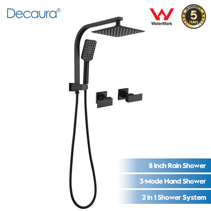 Decaura 8" Rain Shower Head Set 2 in 1 System Wall Tapware Shower Taps Square