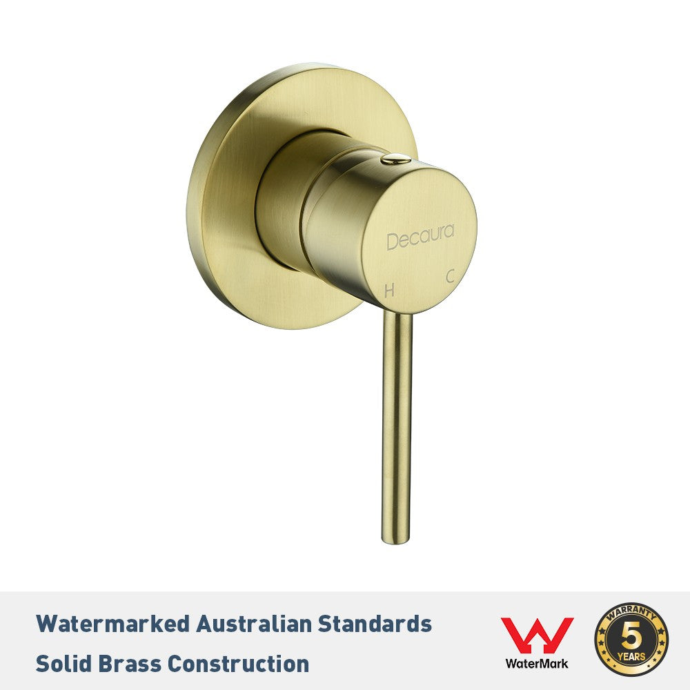Decaura Shower Head Set Brushed Gold Round Rail Set Shower Mixer Tap Wall Mount