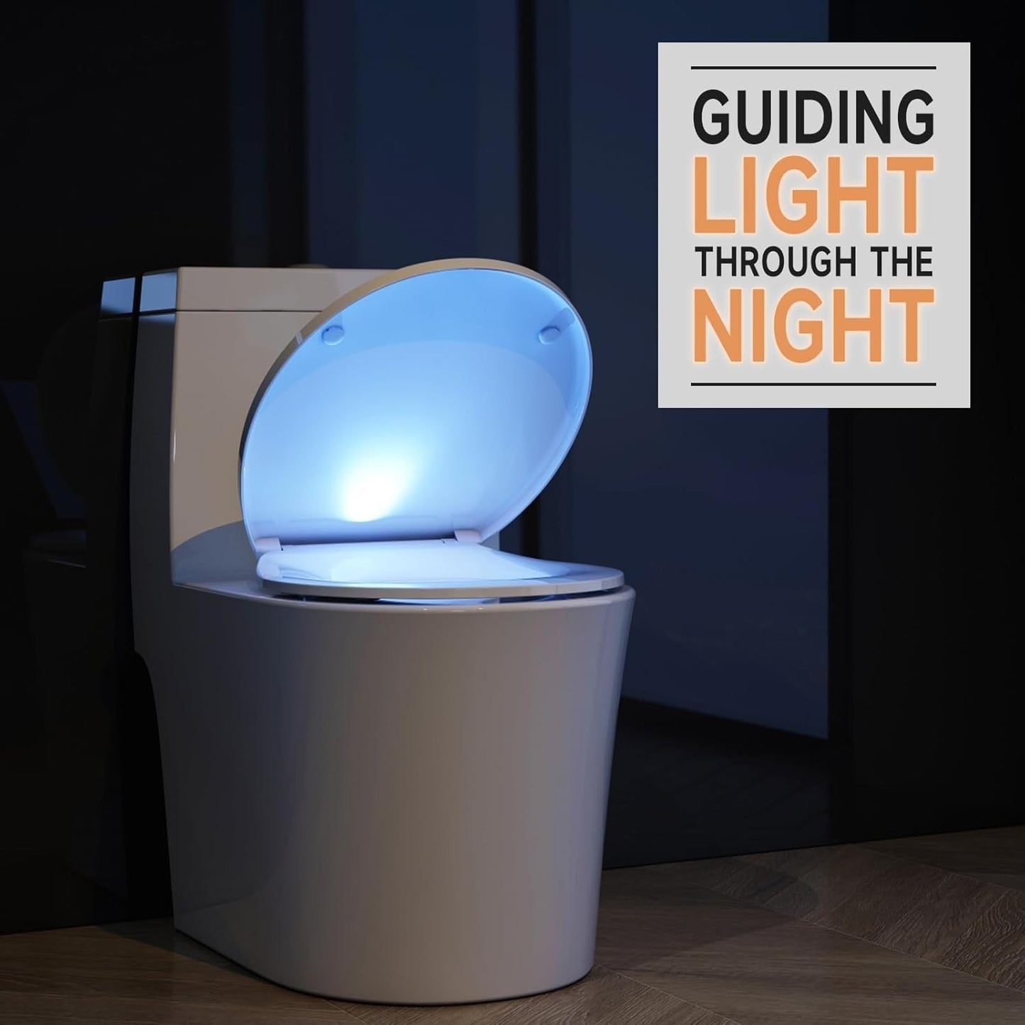 AQUATIZ Night Light Round Toilet Seat with Sound-Activated Sensing Light