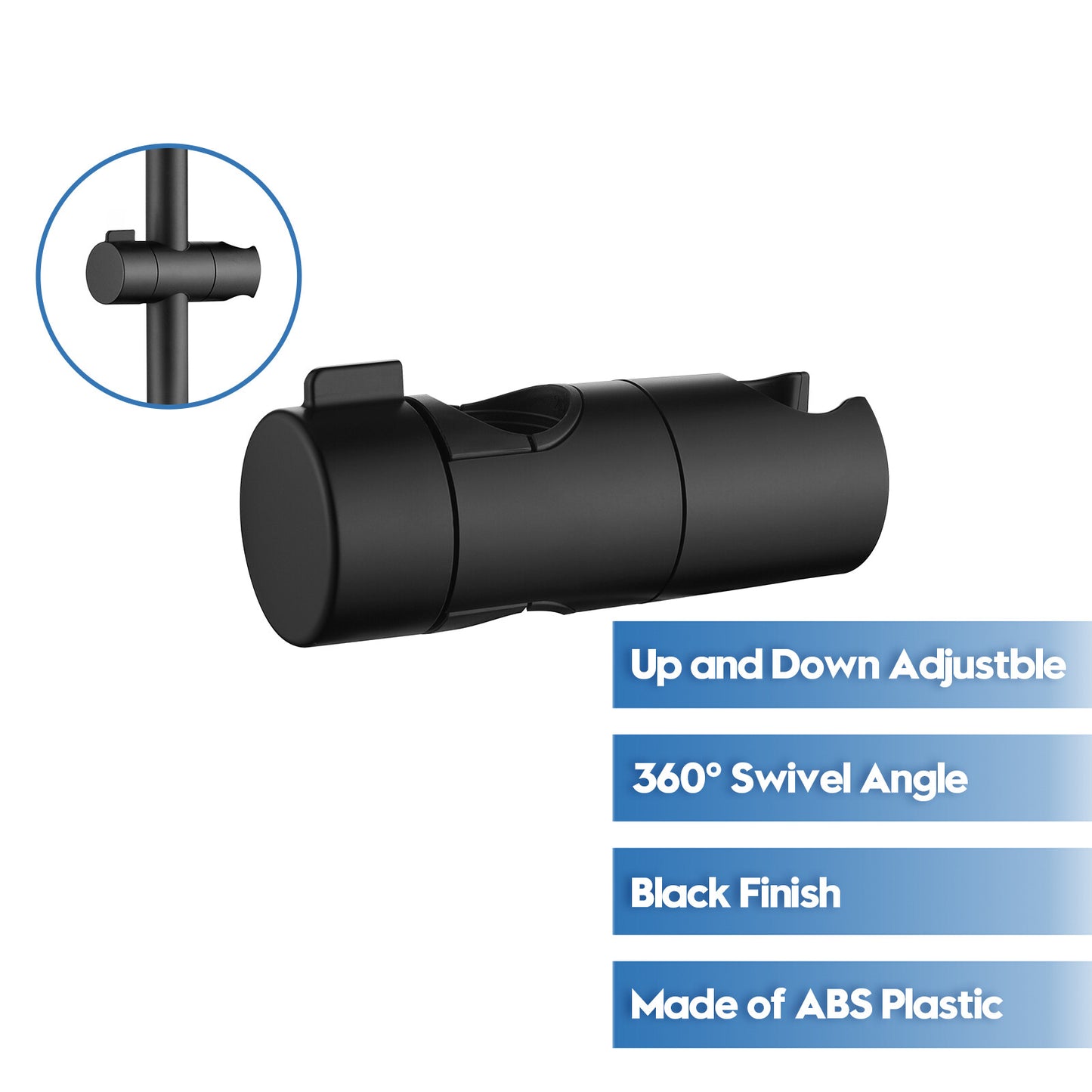 Shower Riser Rail Head Holder Hose Slider Black Replacement Adjustable