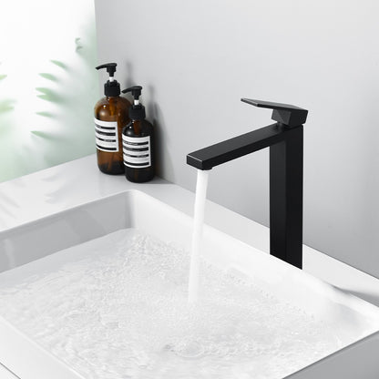 Decaura WELS Tall Bathroom Basin Mixer Tap Black Square Vanity Faucet Brass