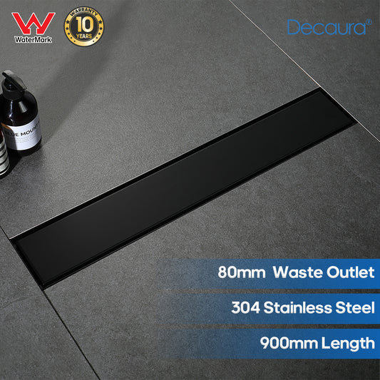 Decaura Tile Insert Drain Bathroom Floor Waste Shower Grate Black 900mm