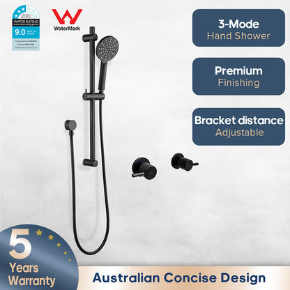 Decaura Shower Rail Set Black Hand Held Head On Sliding Bar Shower Mixer Tap