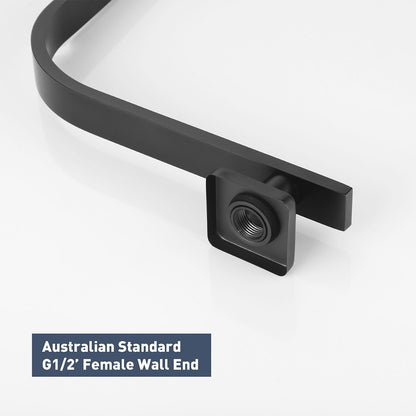 Decaura Gooseneck Shower Arm Black Square Bathroom Overhead 29cm in height