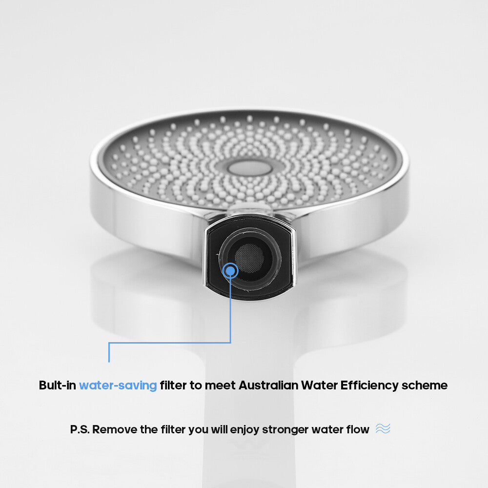 Decaura Large 130mm Hand Held Shower Head Bathroom Quick Clean Chrome 3-Mode ABS