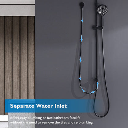 Decaura 10" Rain Shower Head Set Black Separate Water Inlet Wall Mount Mixer Tap