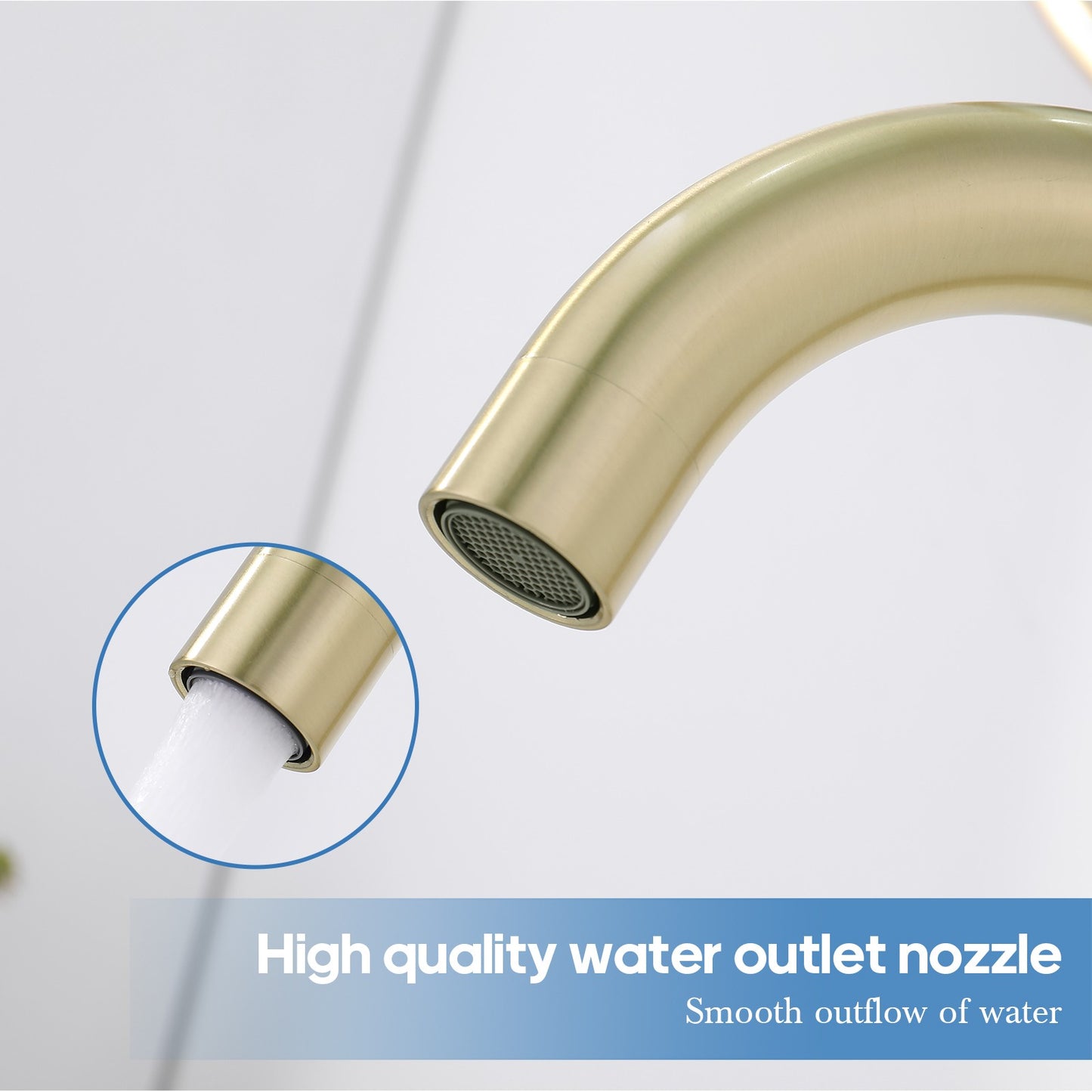 Decaura Brushed Gold Bathroom Basin Mixer Tap Round Swivel Arm Vanity Faucet