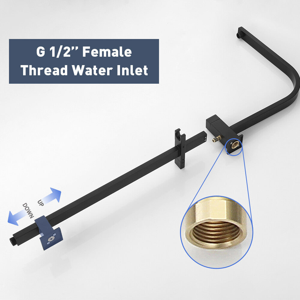 Decaura 10" Rain Shower Head Set Black Square with/without Shower Taps Bathroom