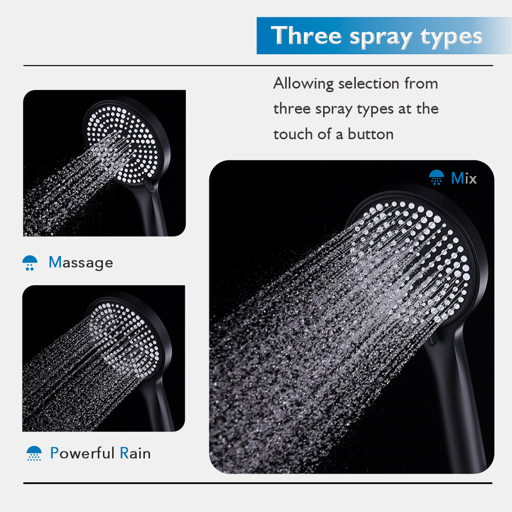 WELS 10 Inch Rain Shower Head Set Gooseneck Round Shower Mixer Tap Cross Handle